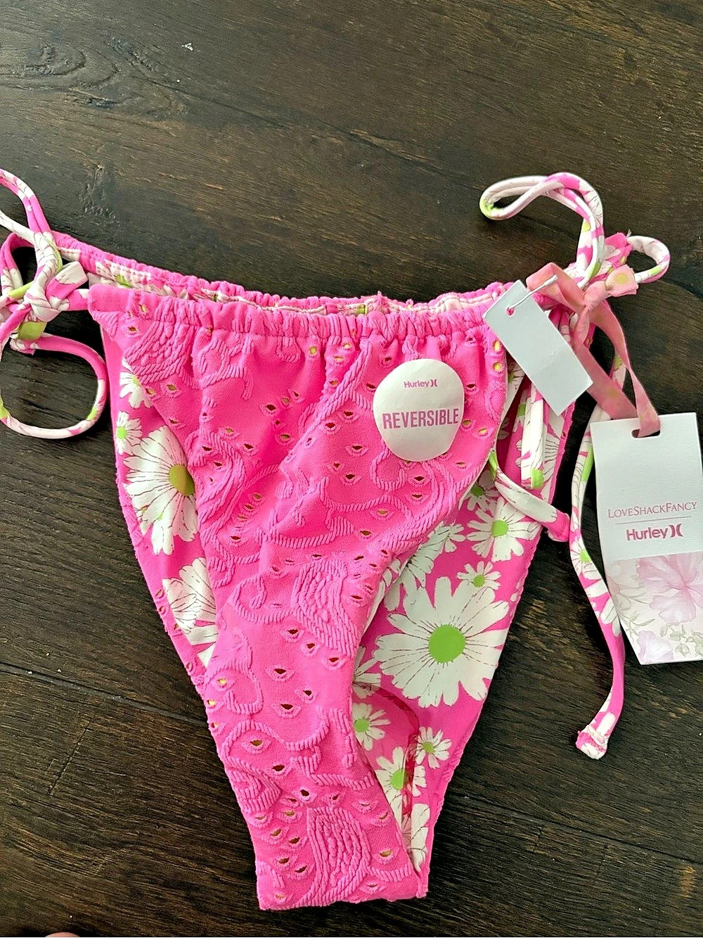 Hurley Reversible Floral Bikini Bottom in Pink Size Medium NWT